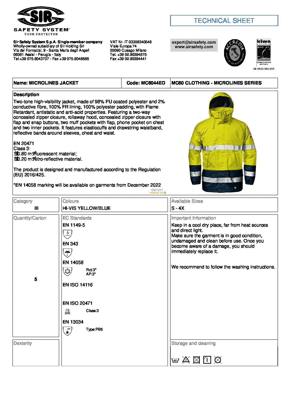 Microlines Jacket -Sir Safety